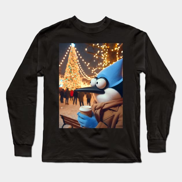 Festive Park Adventures Unveiled: Regular Show Christmas Art for Iconic Cartoon Holiday Designs! Long Sleeve T-Shirt by insaneLEDP
